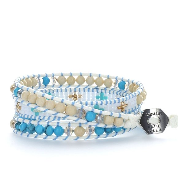 New Handmade Natural Stones 3 Wraps Bracelet - Picture 4 of 5